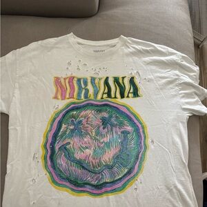 Urban Outfitters White Nirvana Graphic Tee